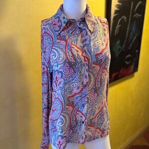 Tailor New York Multicolor Paisley Silk Blouse – Size M